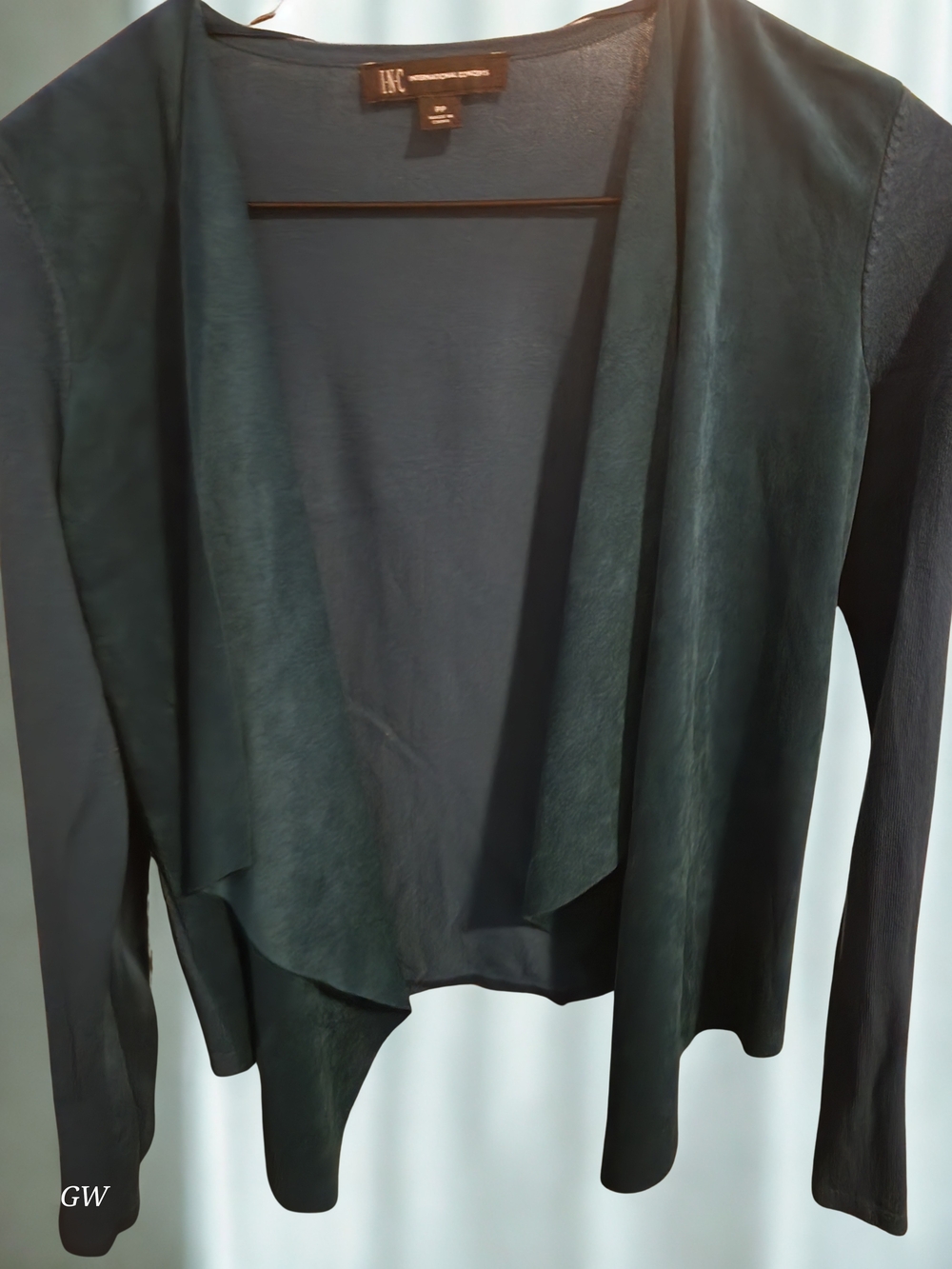 Inc International Concepts Dark Teal Green Faux Suede Draped Open-Front Blazer